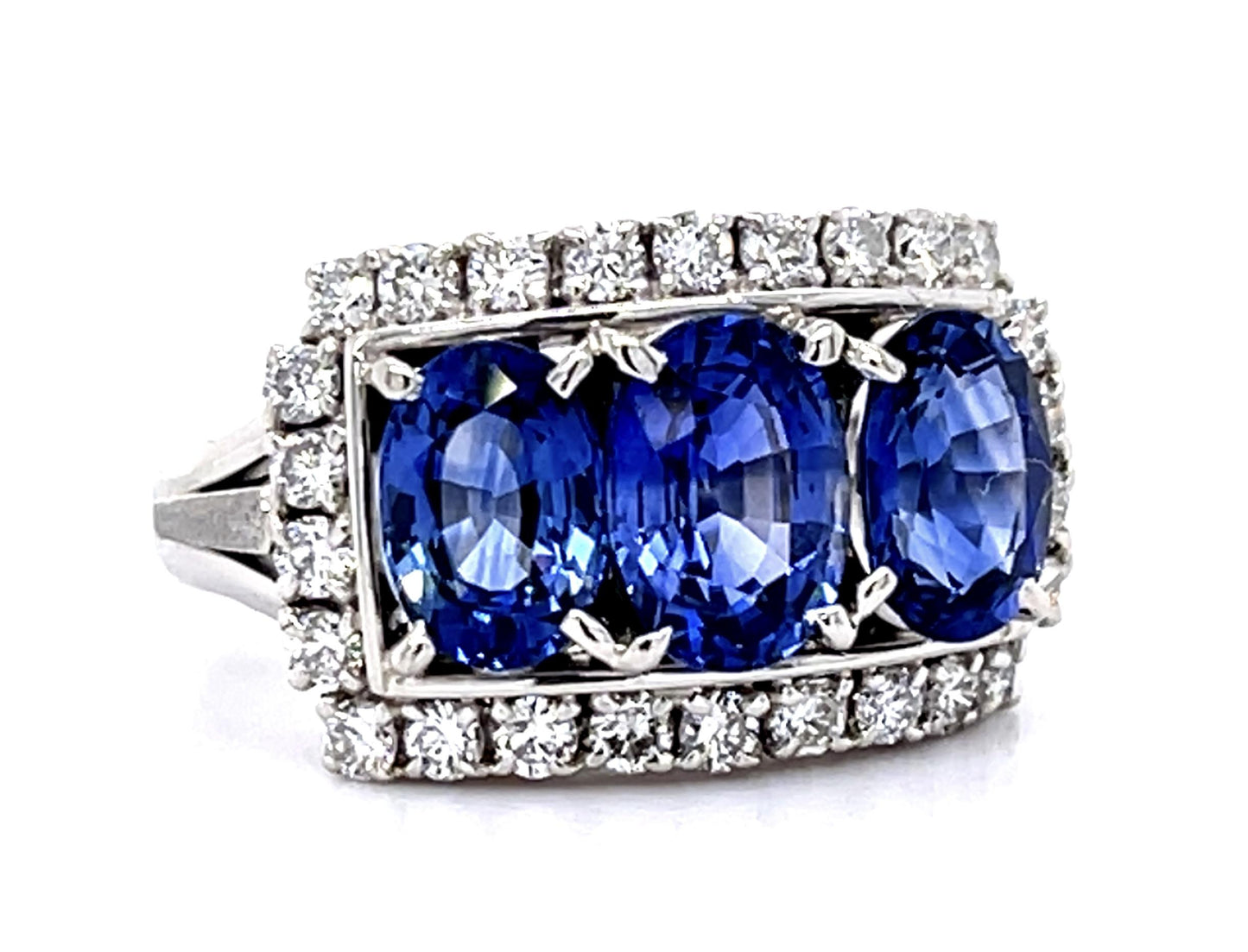 1.03ct+1.31ct+.99ct (Three Sapphires) Platinum Three Stone Ring
