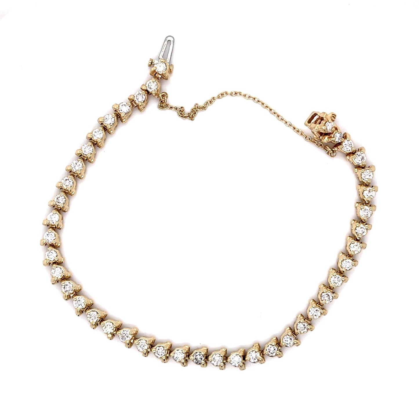 3.36ct (42 Diamonds) 14KY Tennis Bracelet (Vintage 1970s)