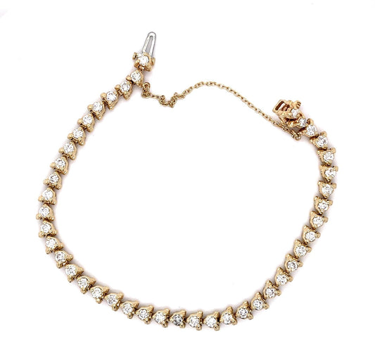 3.36ct (42 Diamonds) 14KY Tennis Bracelet (Vintage 1970s)