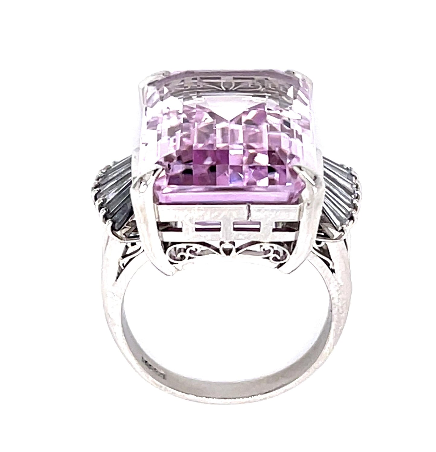 18.31ct Kunzite .69ct Diamond Platinum Ring (Vintage 1970s)