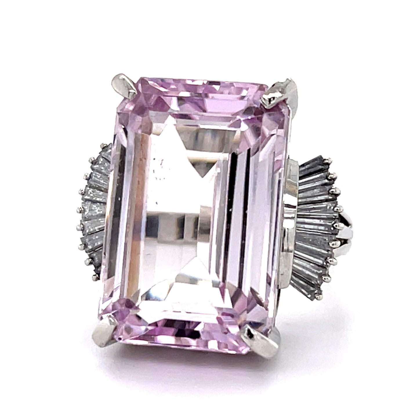 18.31ct Kunzite .69ct Diamond Platinum Ring (Vintage 1970s)