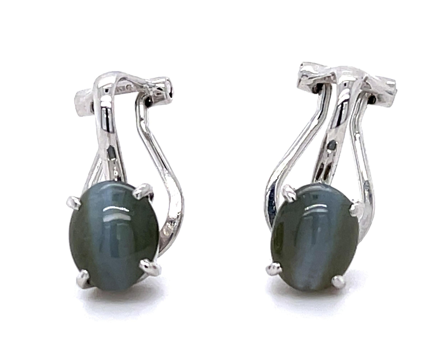 3.63ct Cats Eye Chrysoberyl Platinum+14KW Earring