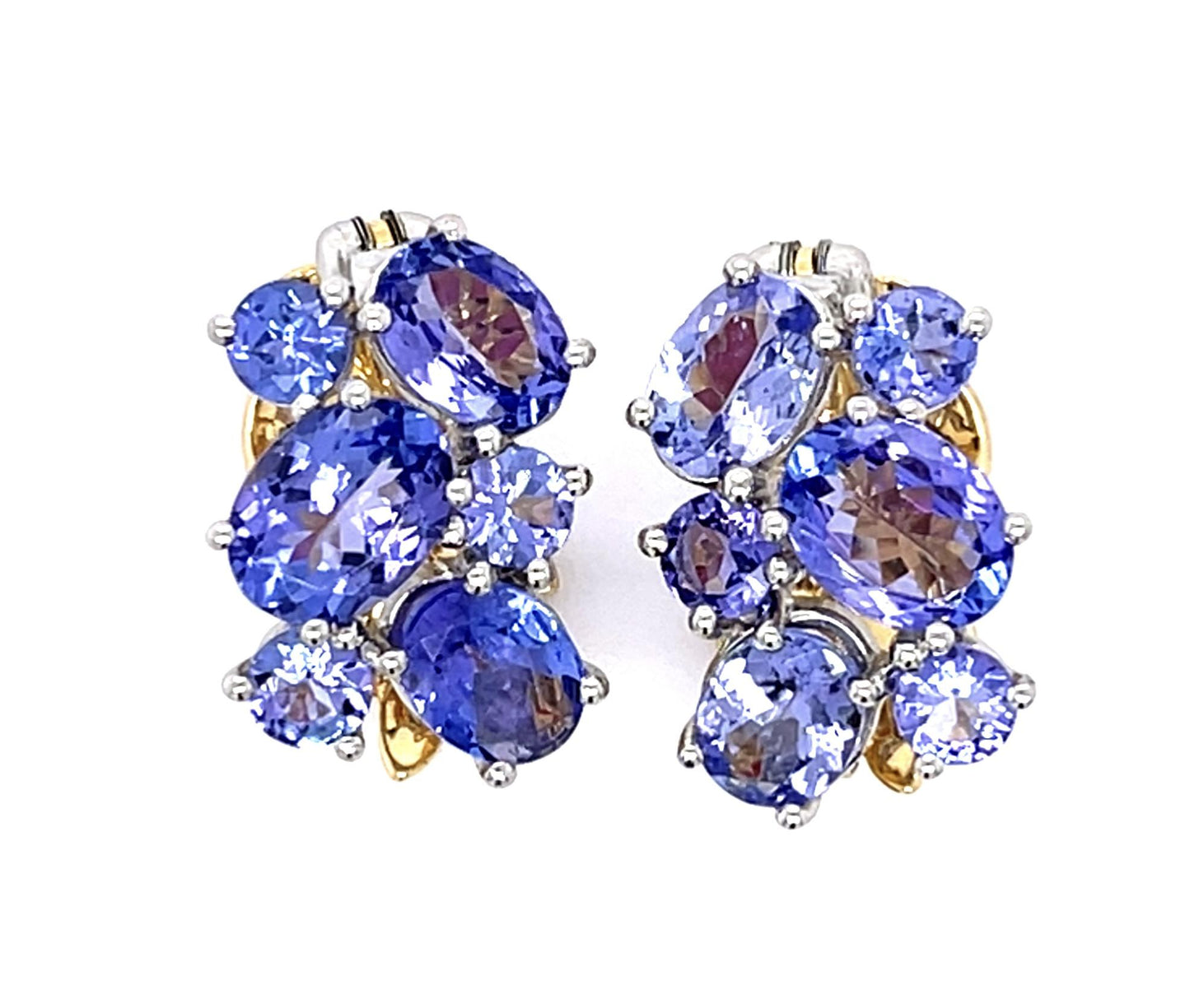 6.70ct Sapphire 18KY+Platinum Clip Earrings
