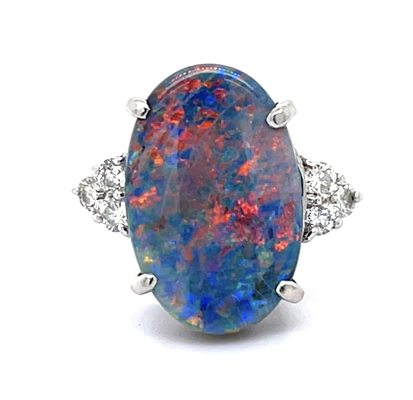 5.93ct Australian Lightning Ridge Black Opal .40ct Diamond Platinum Ring
