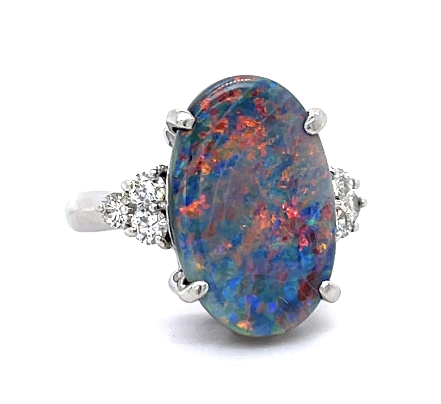 5.93ct Australian Lightning Ridge Black Opal .40ct Diamond Platinum Ring