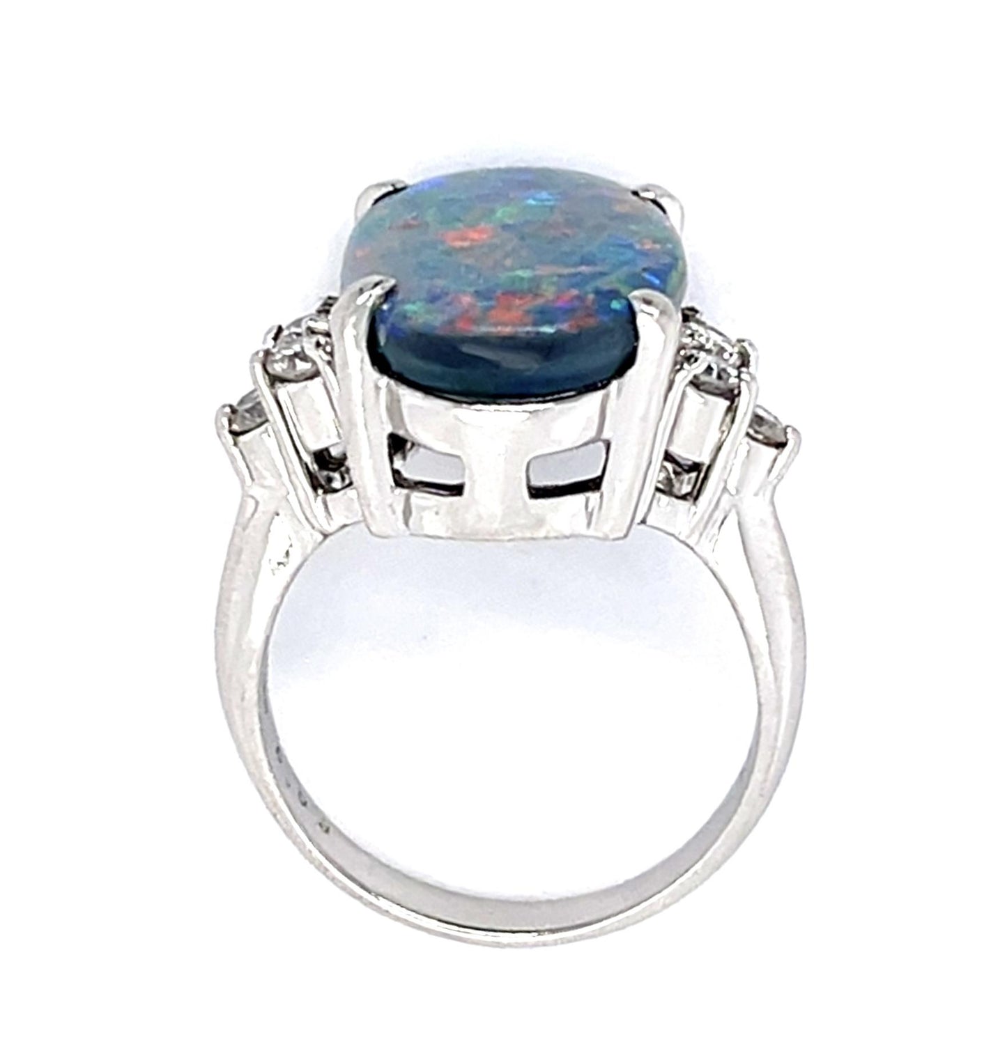 5.93ct Australian Lightning Ridge Black Opal .40ct Diamond Platinum Ring