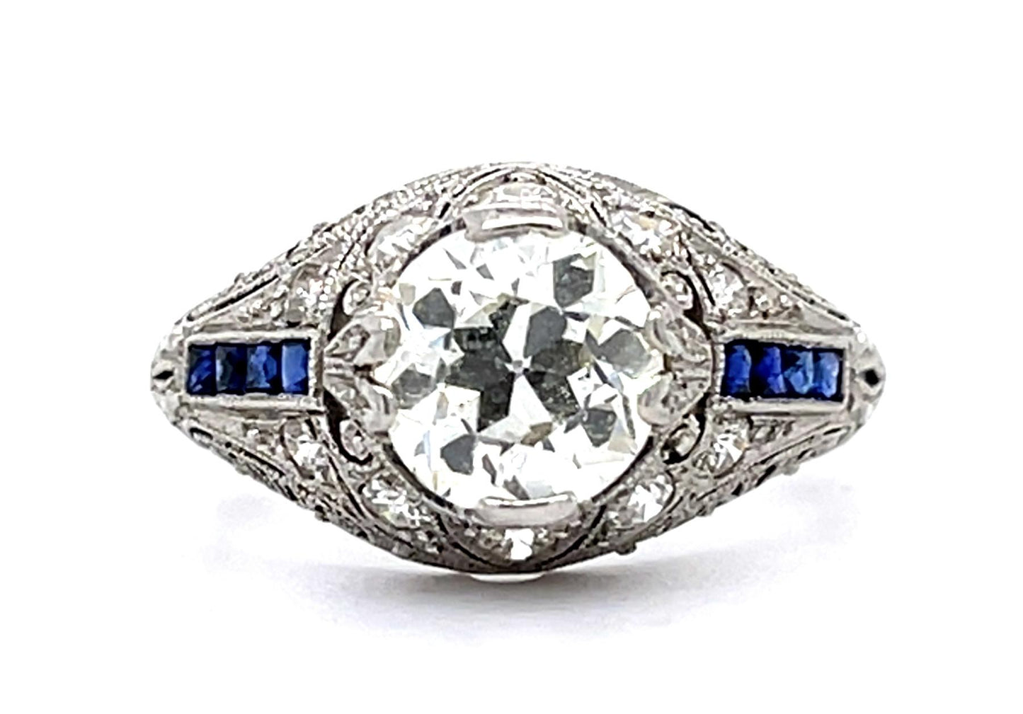 1.35ct European-cut Diamond Art Deco Ring Circa 1920s Sd .42ct