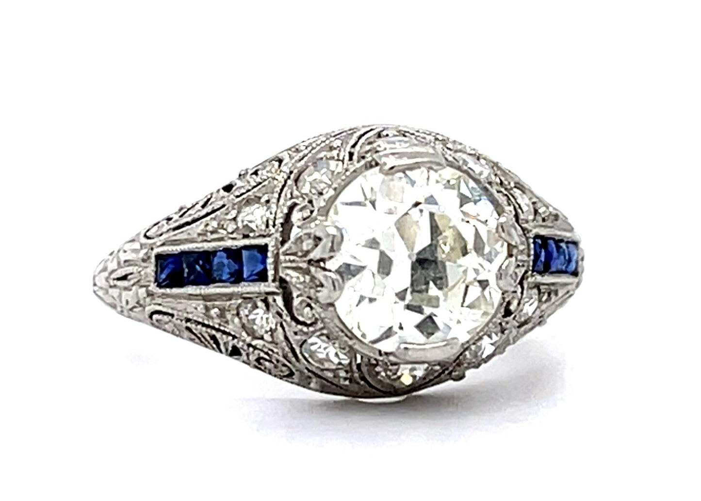 1.35ct European-cut Diamond Art Deco Ring Circa 1920s Sd .42ct