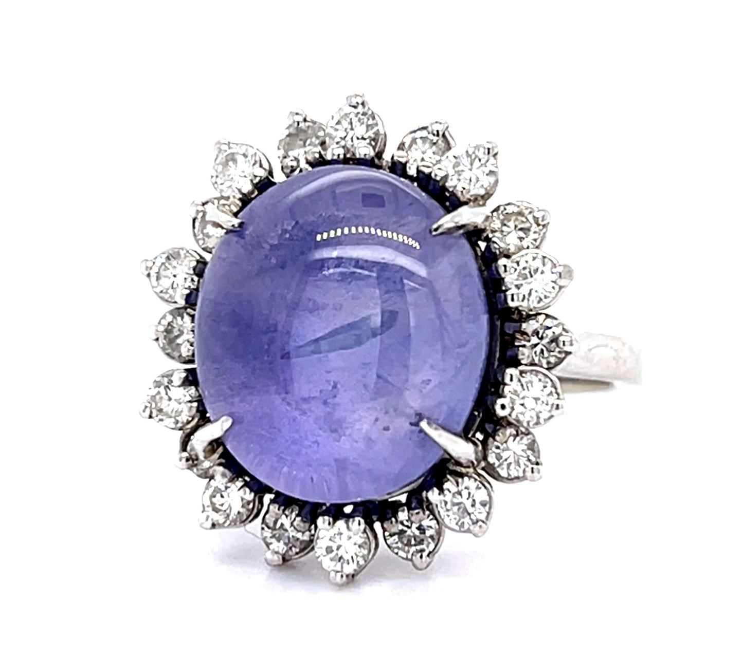 13.92ct Color Change Cabochon No Heat Sapphire 1.10ct Diamond 14KY Ring