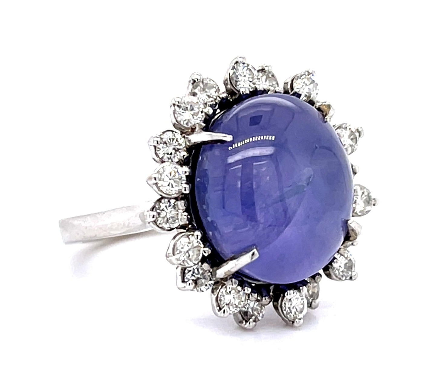13.92ct Color Change Cabochon No Heat Sapphire 1.10ct Diamond 14KY Ring