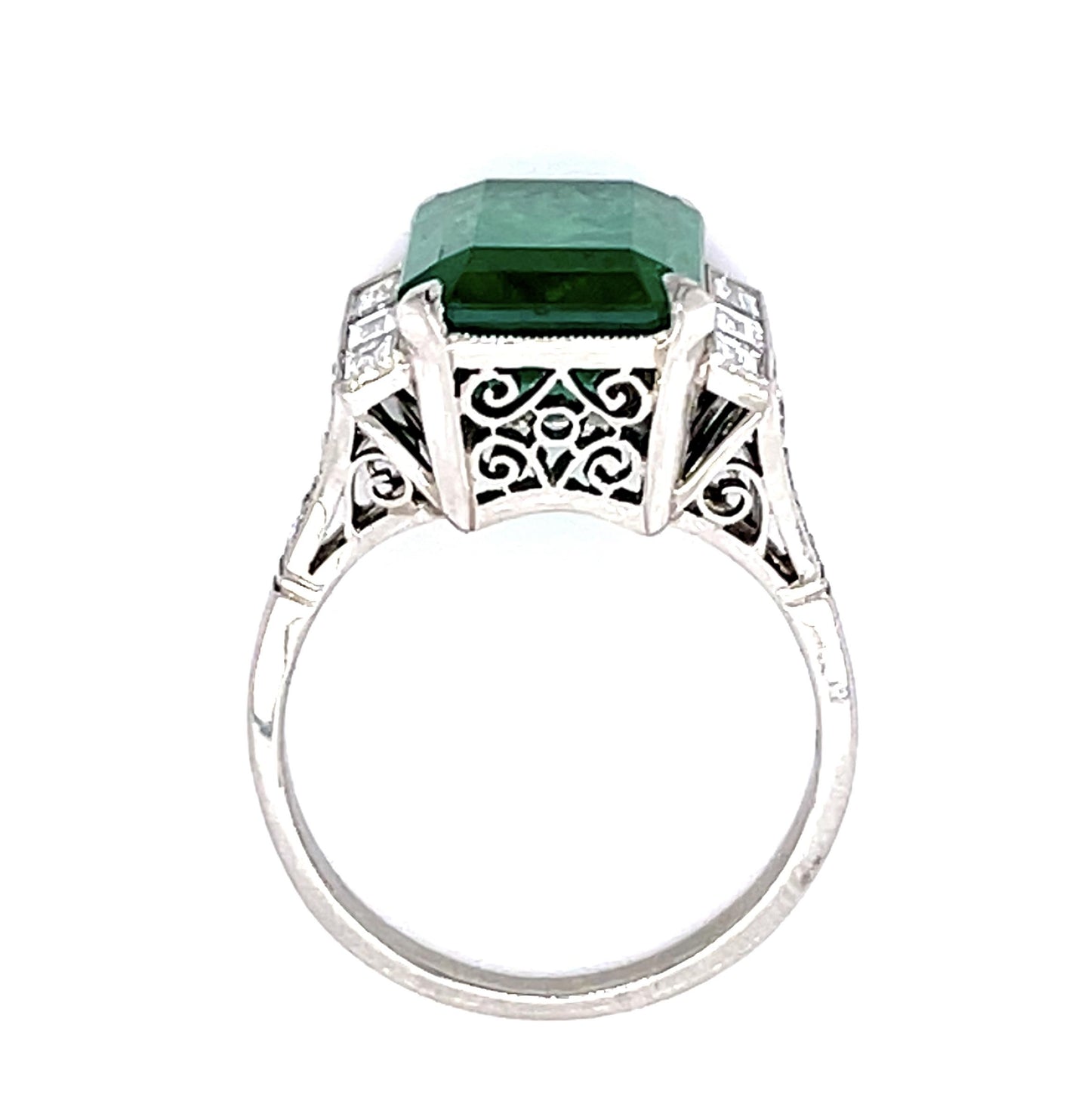 5.67ct Emerald .56ct Diamond Platinum Handmade Ring