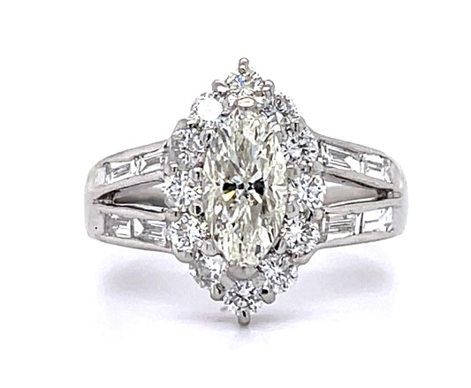 1ct Marquise Diamond Platinum Ring