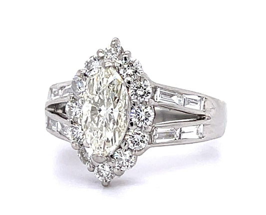 1ct Marquise Diamond Platinum Ring