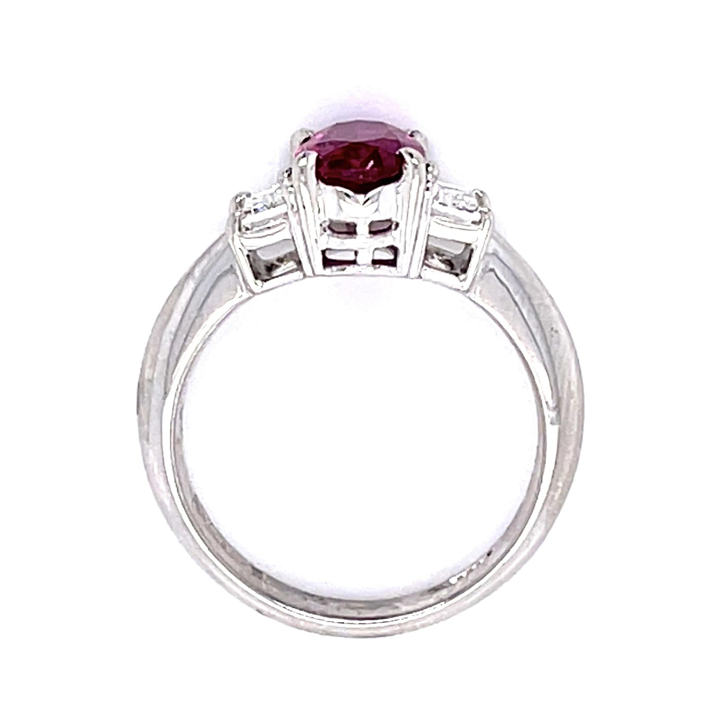 1.71ct Burma Heated Purplish Red Ruby PT Ring