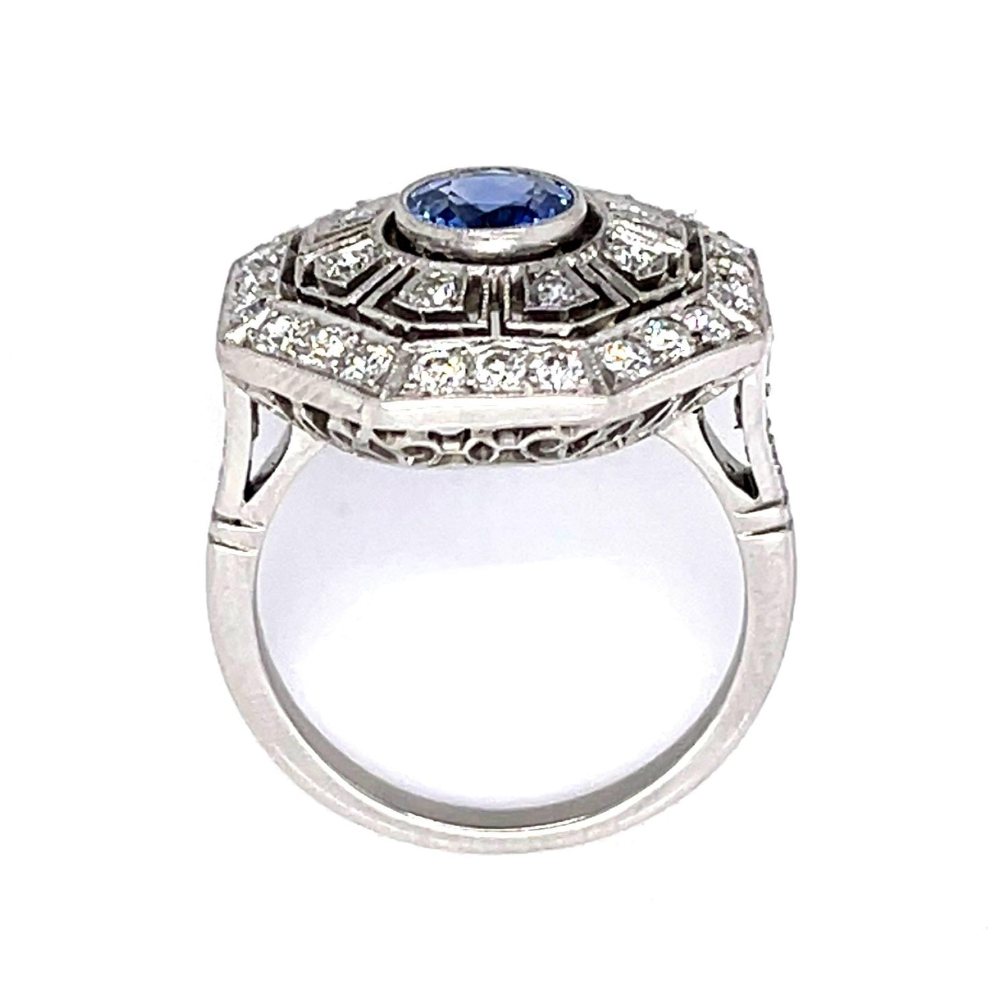 1.11ct Sapphire .85ct Diamond Platinum Handmade Ring