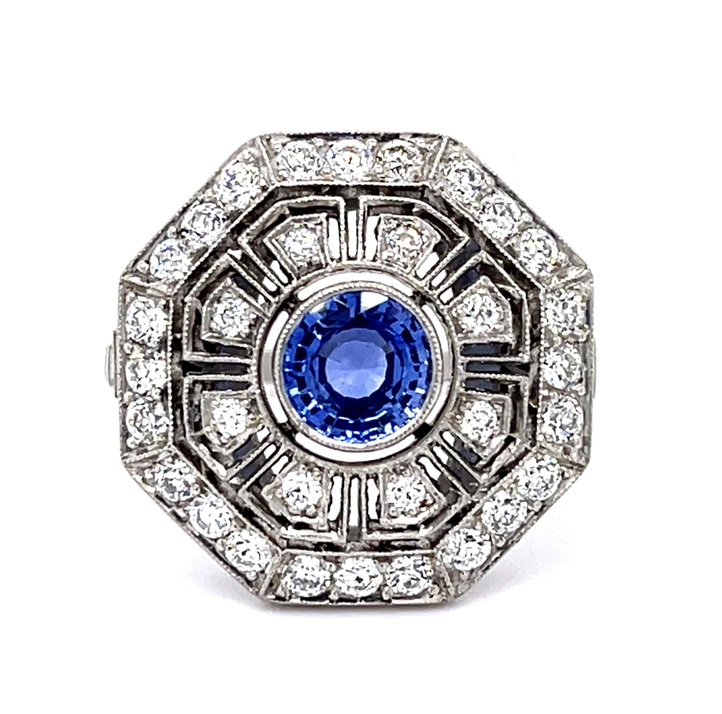 1.11ct Sapphire .85ct Diamond Platinum Handmade Ring