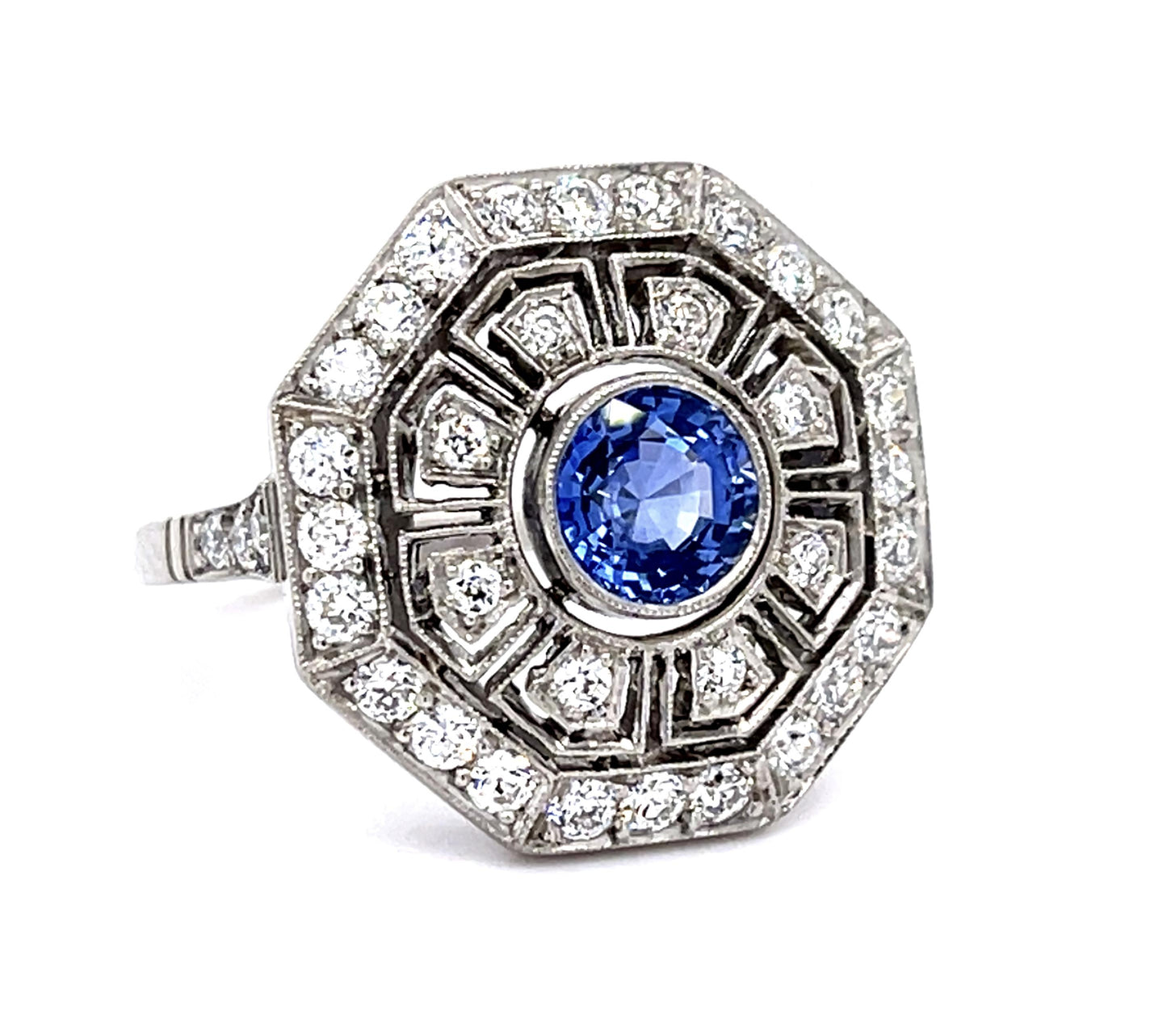 1.11ct Sapphire .85ct Diamond Platinum Handmade Ring