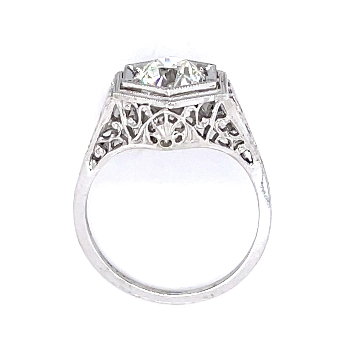 Art Deco 1.26ct J VS2 Old European Diamond 18KW Ring