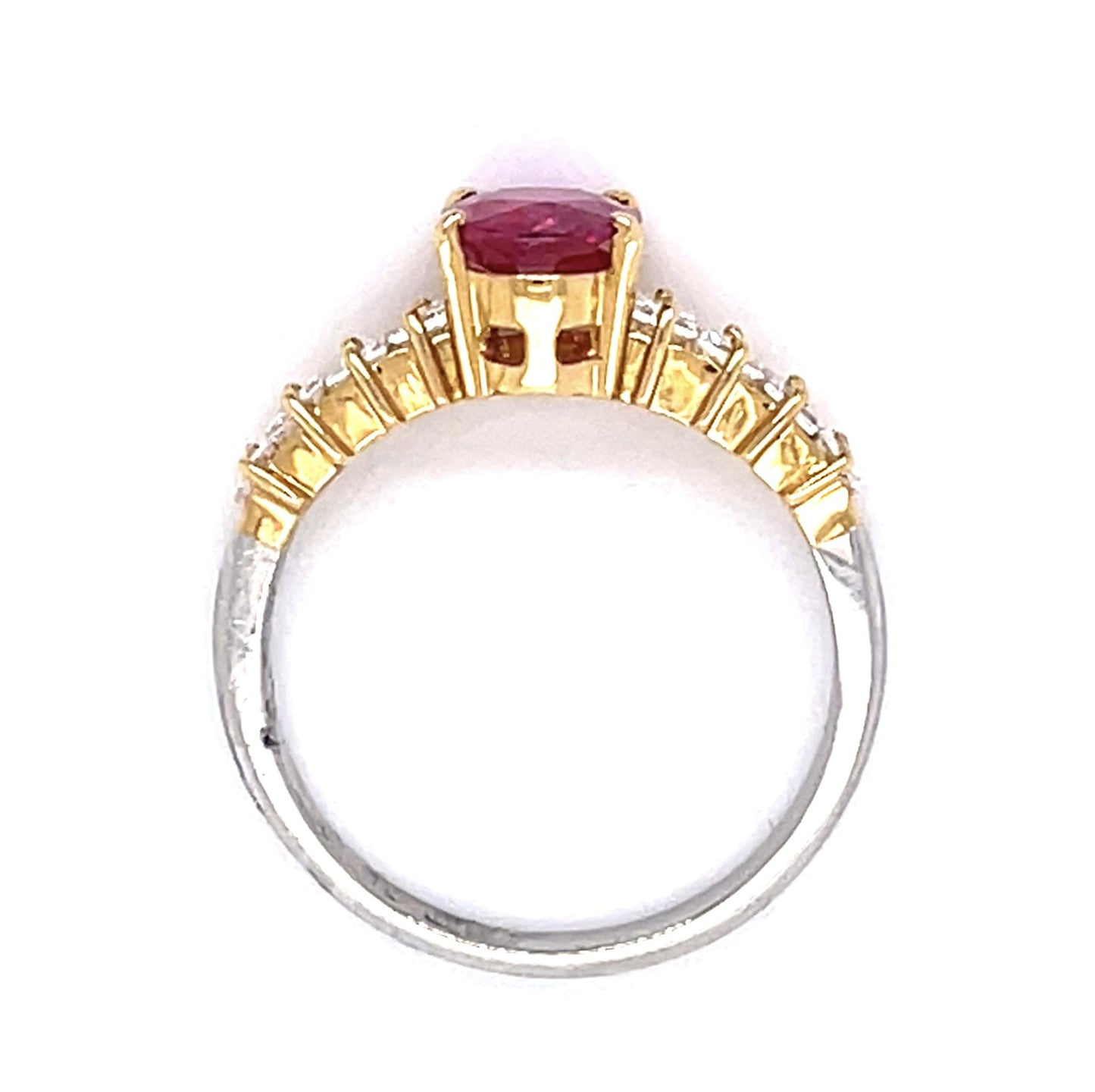 1.11ct Ruby .61ct Diamond Platinum+18KY Ring