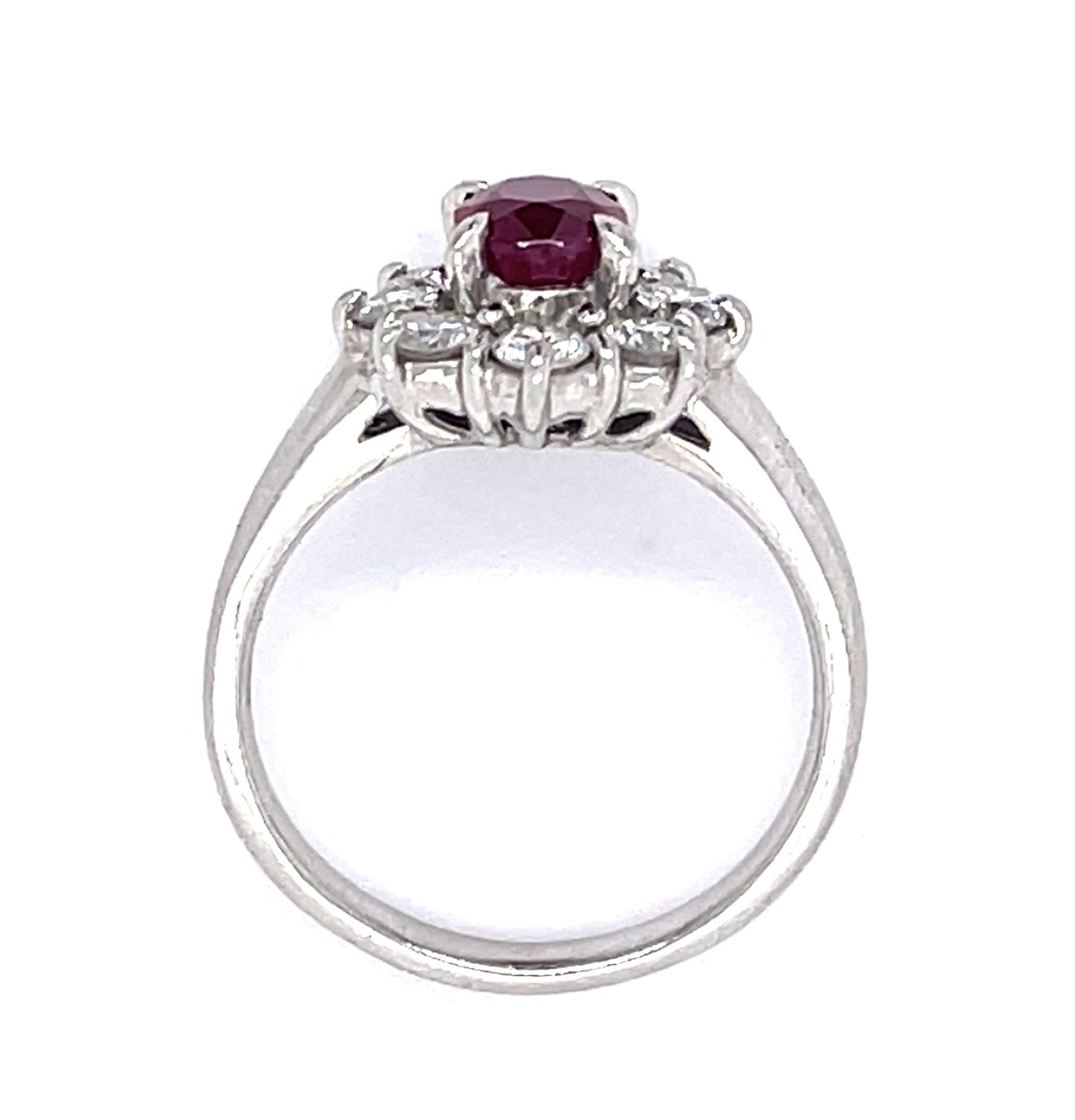 1.05ct Burma Ruby (No Cert) .66ct Diamond Platinum Ring
