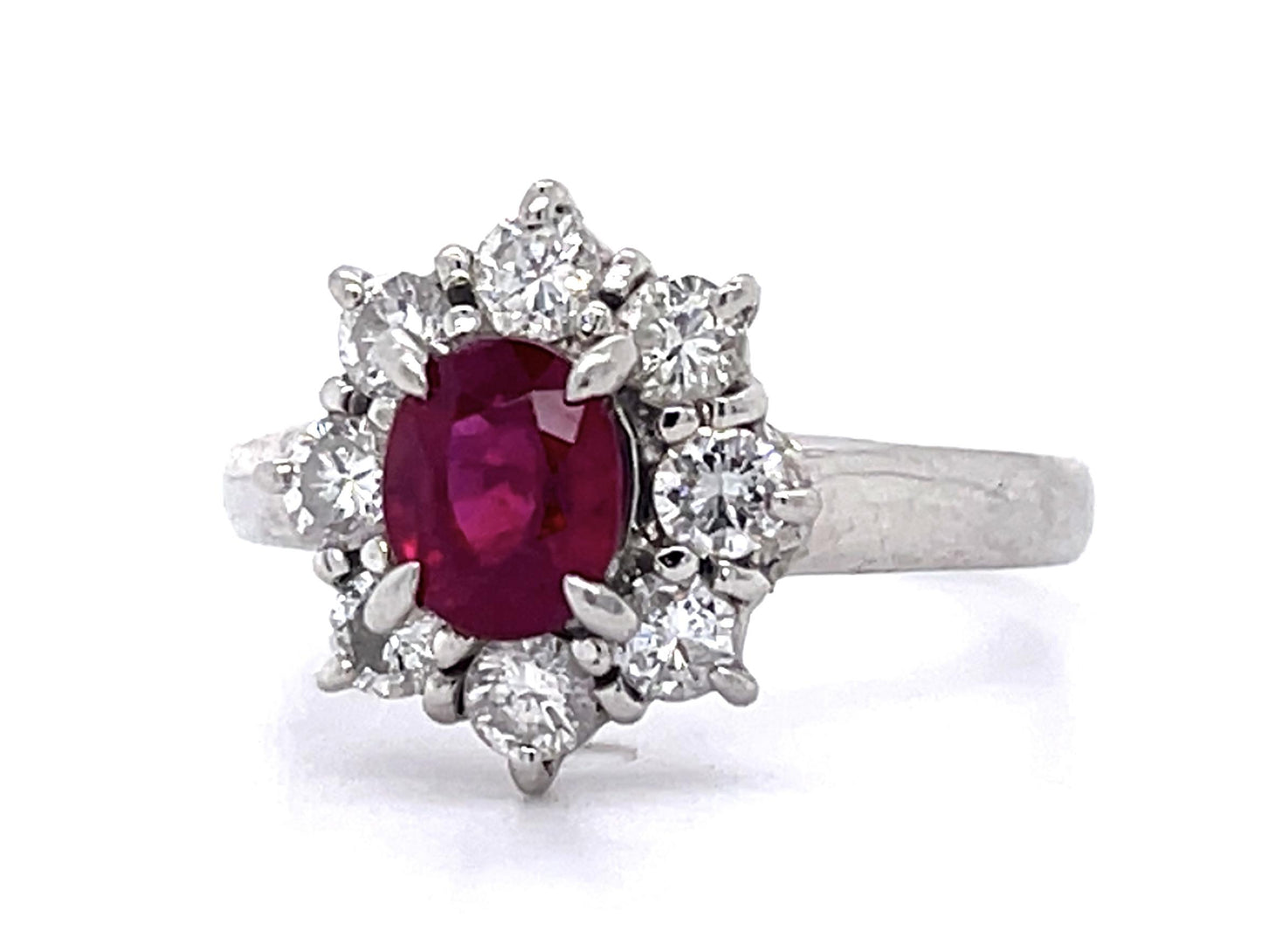 1.05ct Burma Ruby (No Cert) .66ct Diamond Platinum Ring