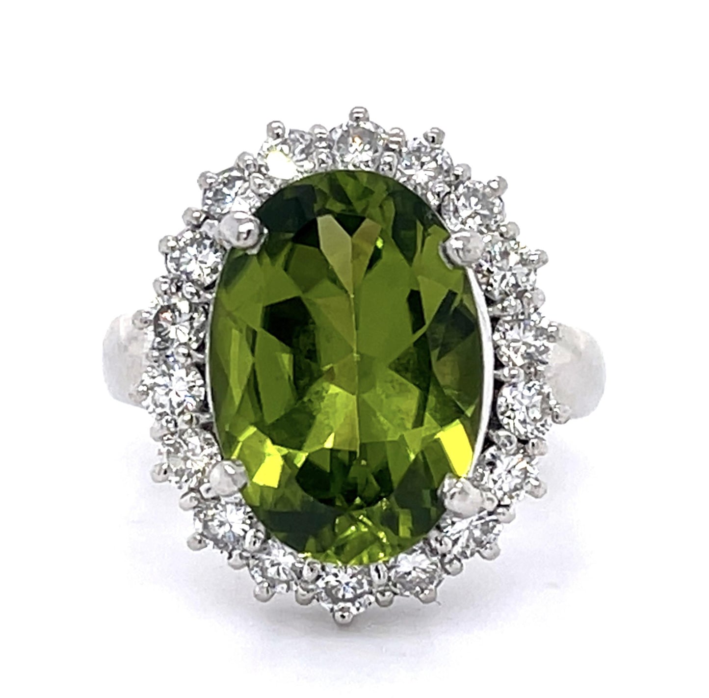 5.99ct Peridot 1.09ct Diamond Platinum Ring