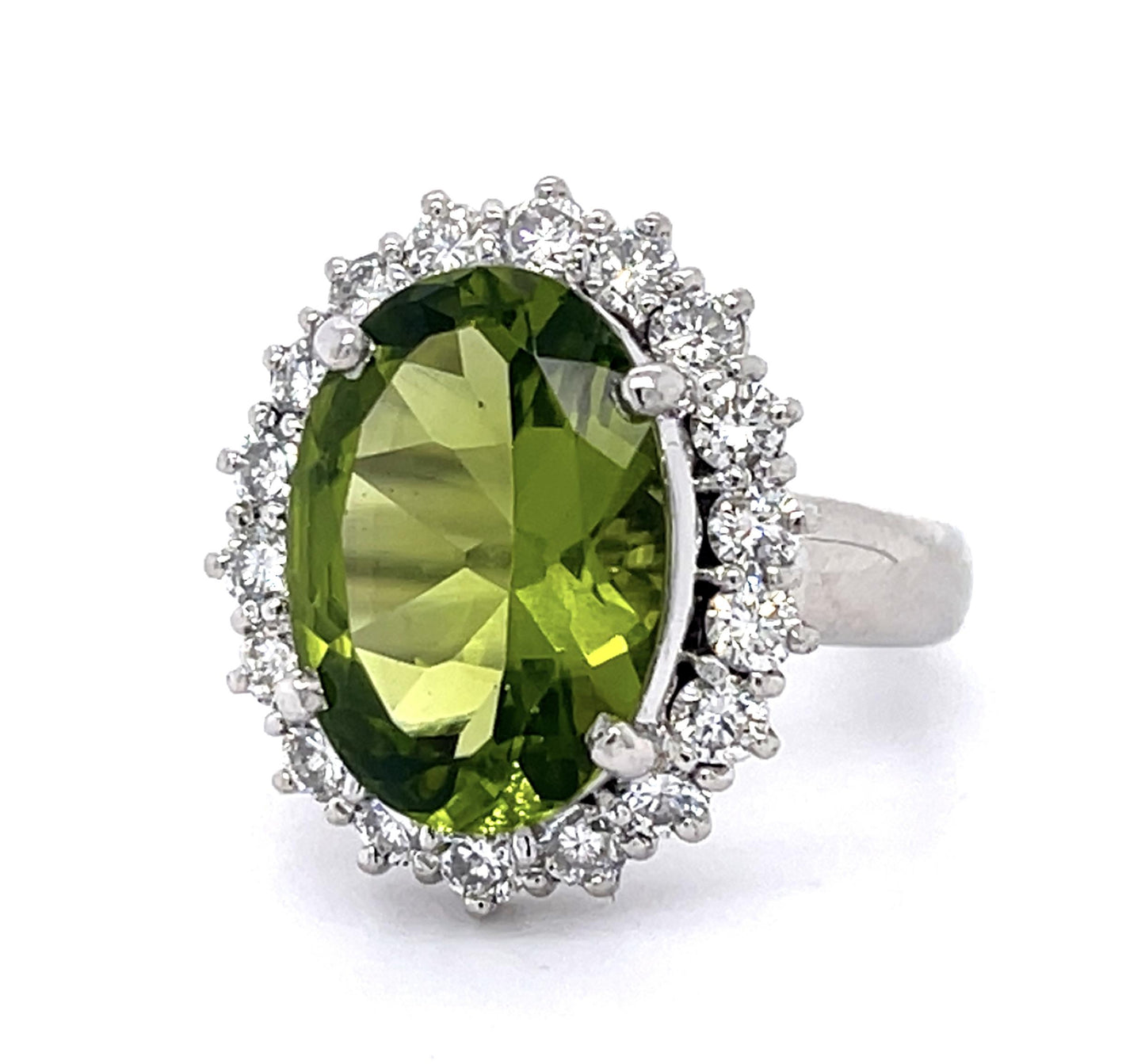 5.99ct Peridot 1.09ct Diamond Platinum Ring