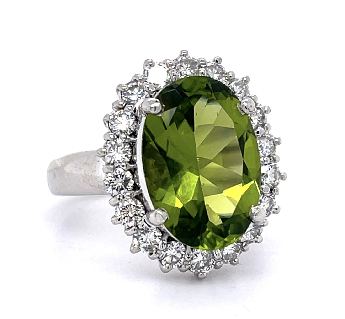 5.99ct Peridot 1.09ct Diamond Platinum Ring