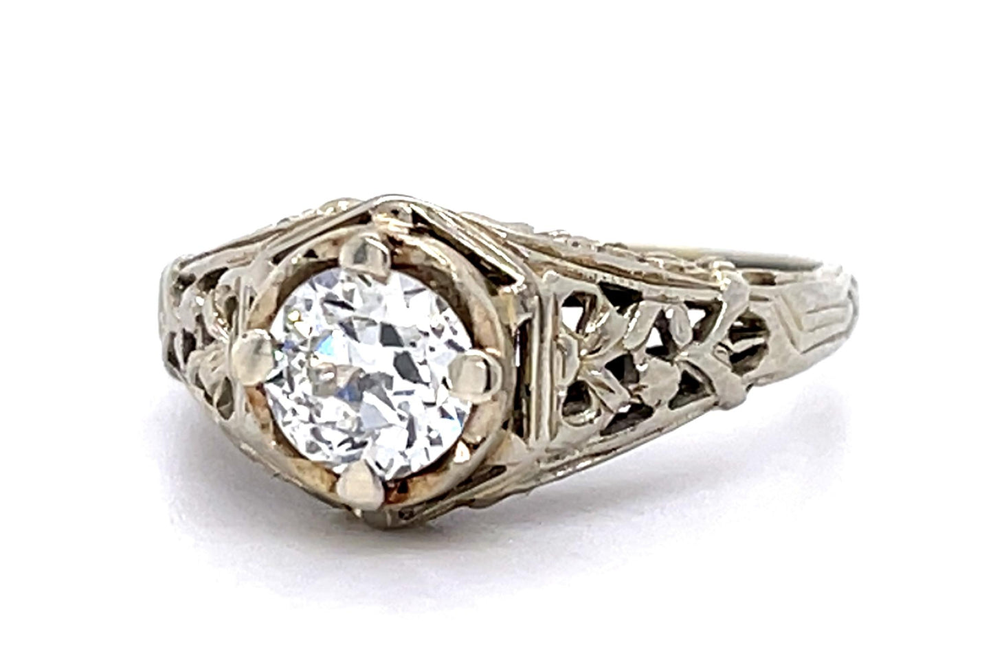 Art Deco .38ct Old European Diamond 14KW Ring (Vintage 1930s)