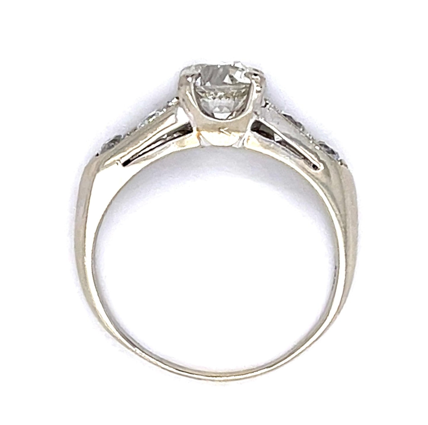 .96ct Old European Center Diamond 14KW Ring (Vintage 1940s) .40ct SD