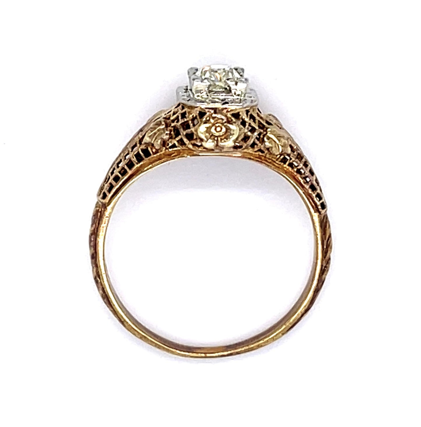 Art Deco .32ct Old European Diamond 14KY Ring (Vintage 1930s)