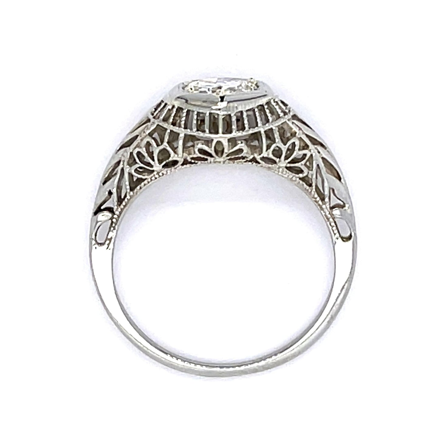 Art Deco .47ct Old Europoean Diamond 14KW Ring