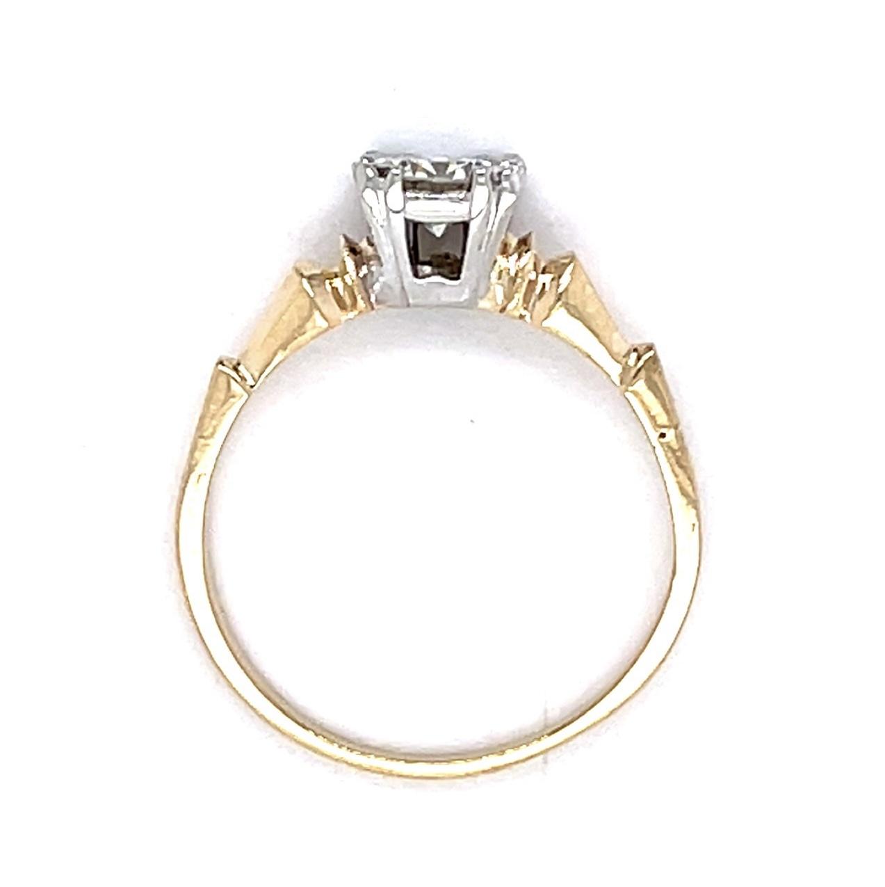 Art Deco .38ct Old European Diamond 14KW 2 Tone Ring (Vintage 1930s)