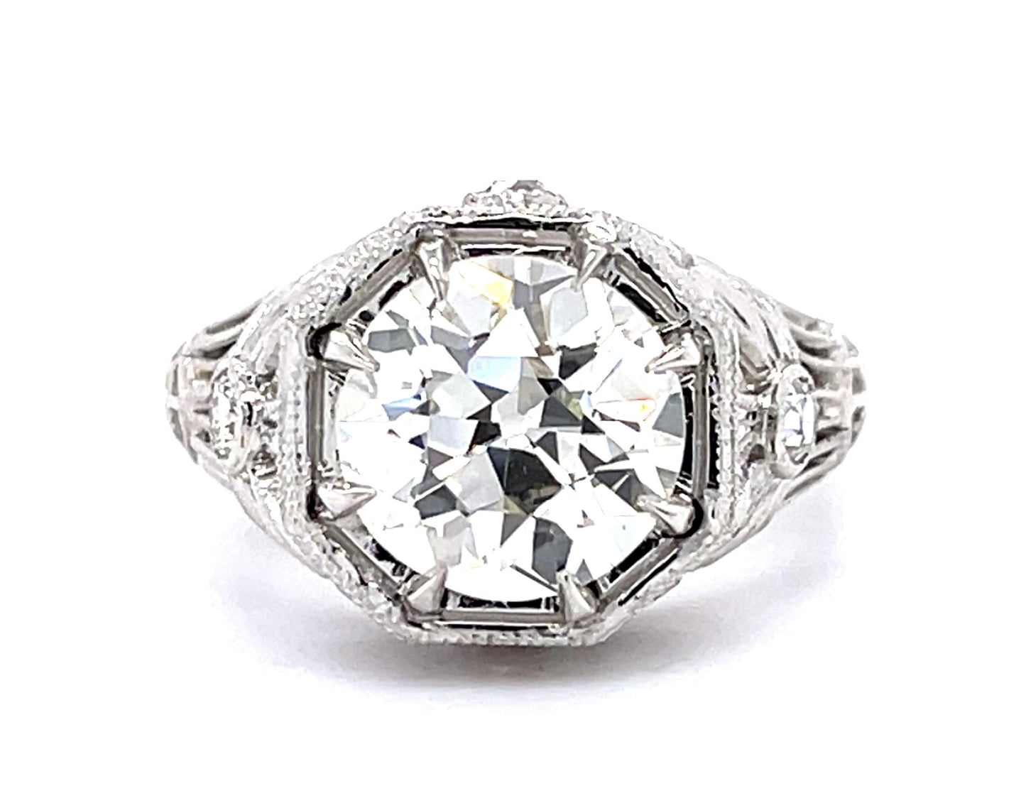 3.64ct K VS1 Old European Diamond Platinum Ring