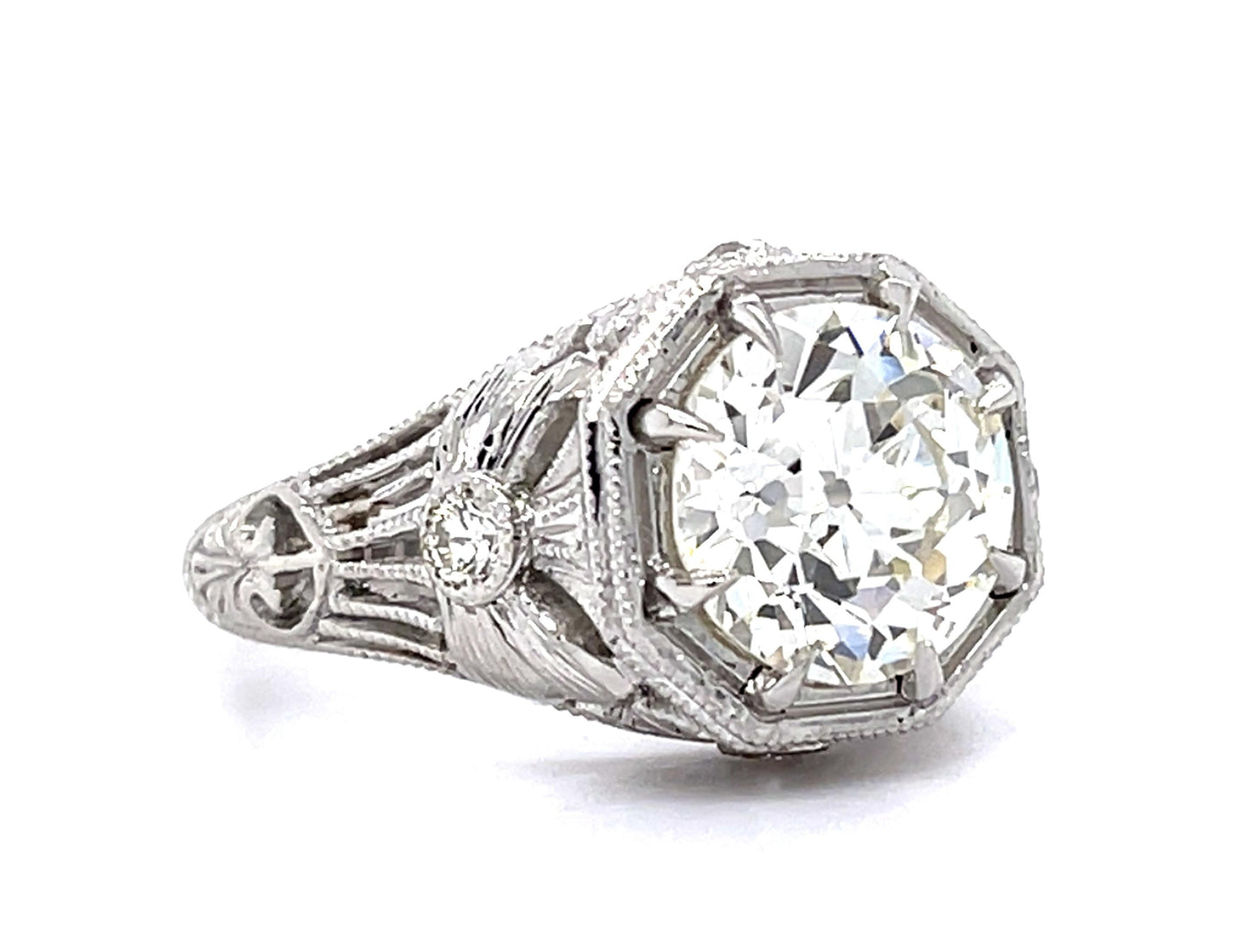 3.64ct K VS1 Old European Diamond Platinum Ring