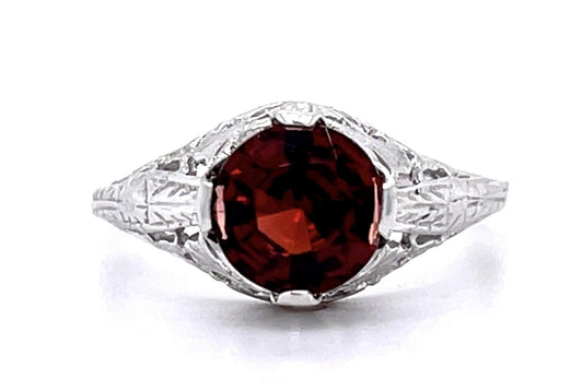 Art Deco 1.56ct Garnet 18KW Ring (Vintage 1930s)