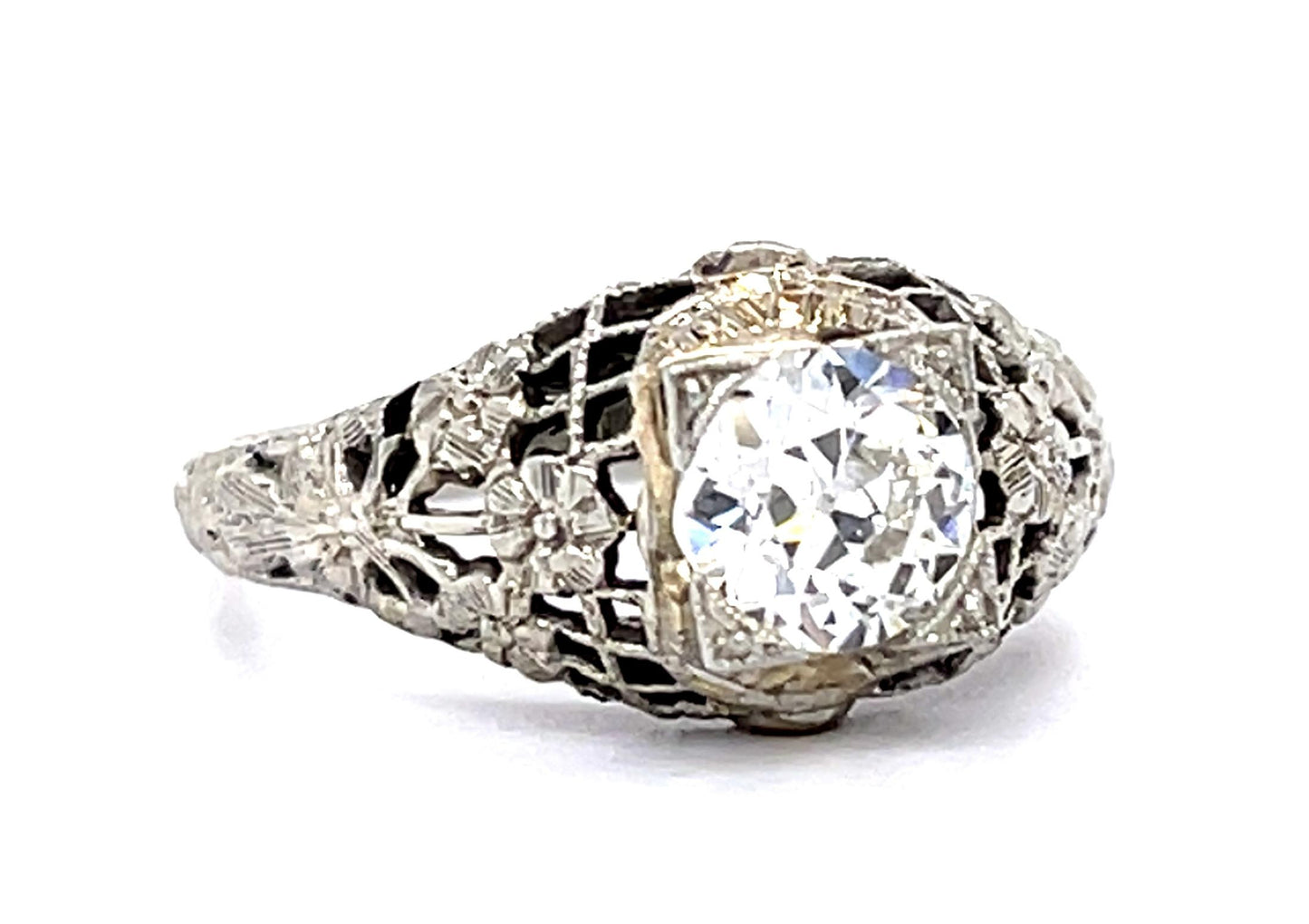 Art Deco .75ct Old European Diamond 18KW Ring (Vintage 1930s)