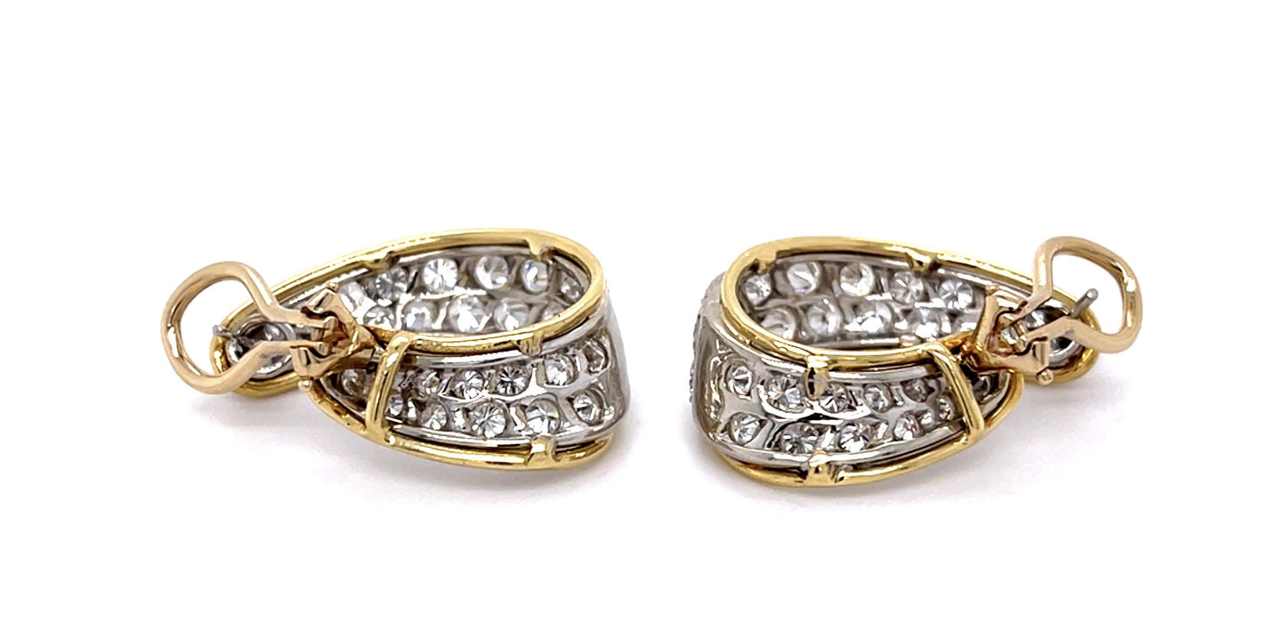 4.70ct Diamond 14KY+18KY Hoop Earrings