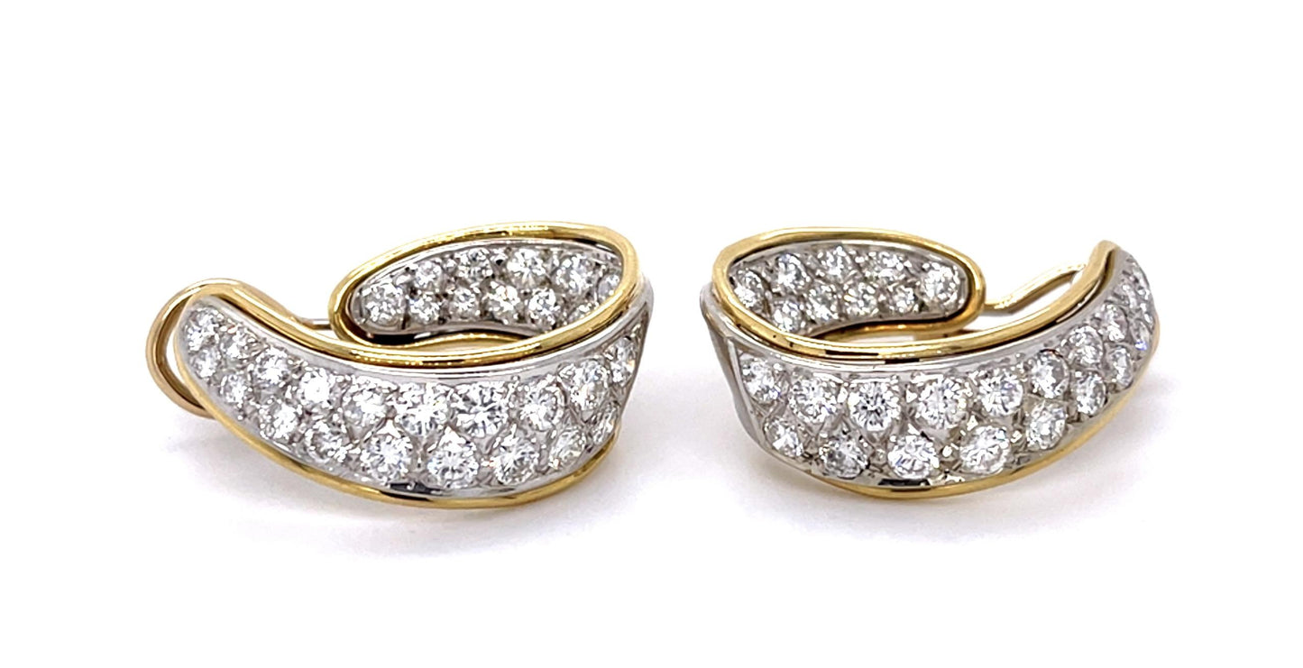 4.70ct Diamond 14KY+18KY Hoop Earrings