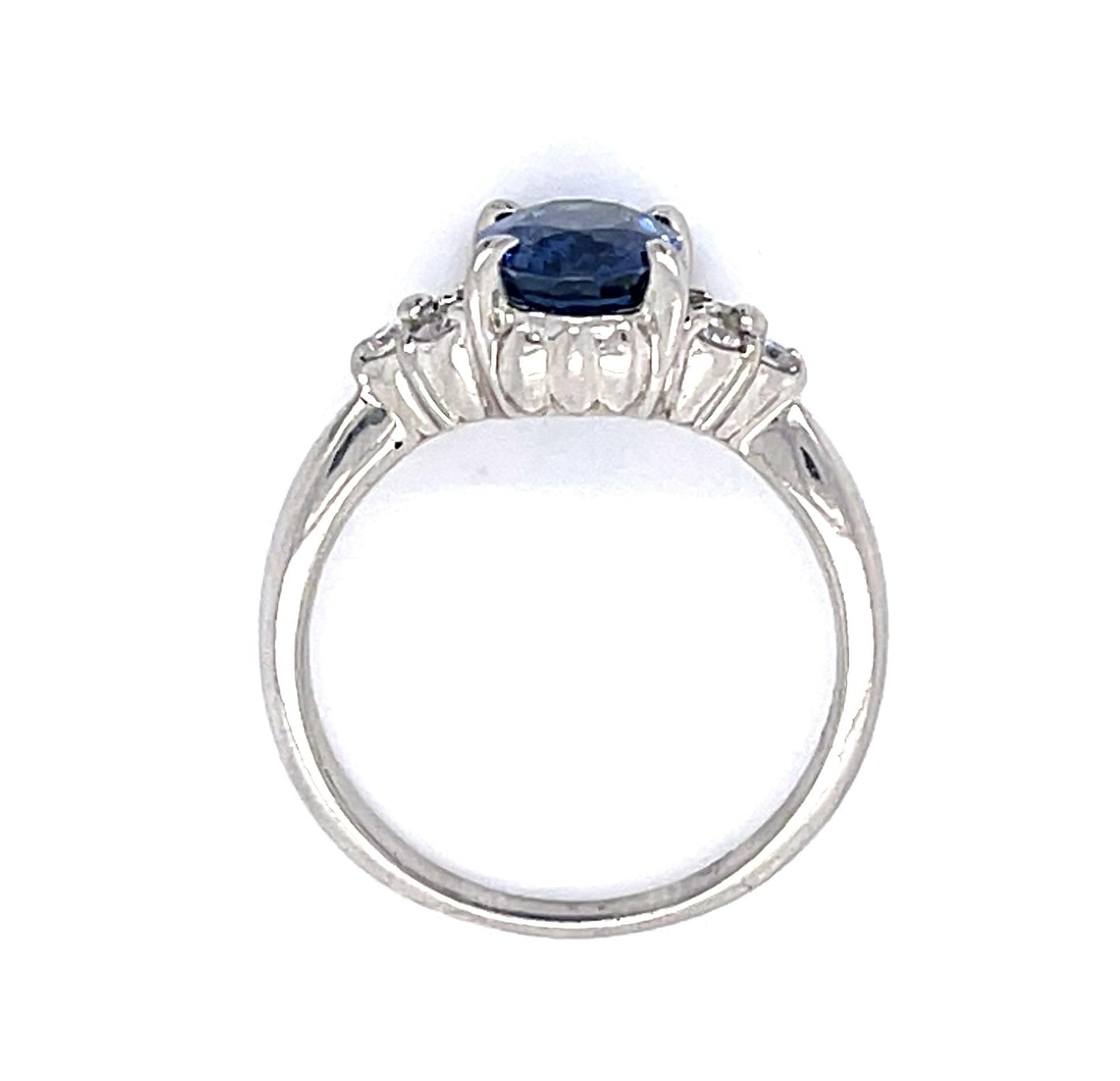 2.22ct Sapphire .16ct Diamond Platinum Ring