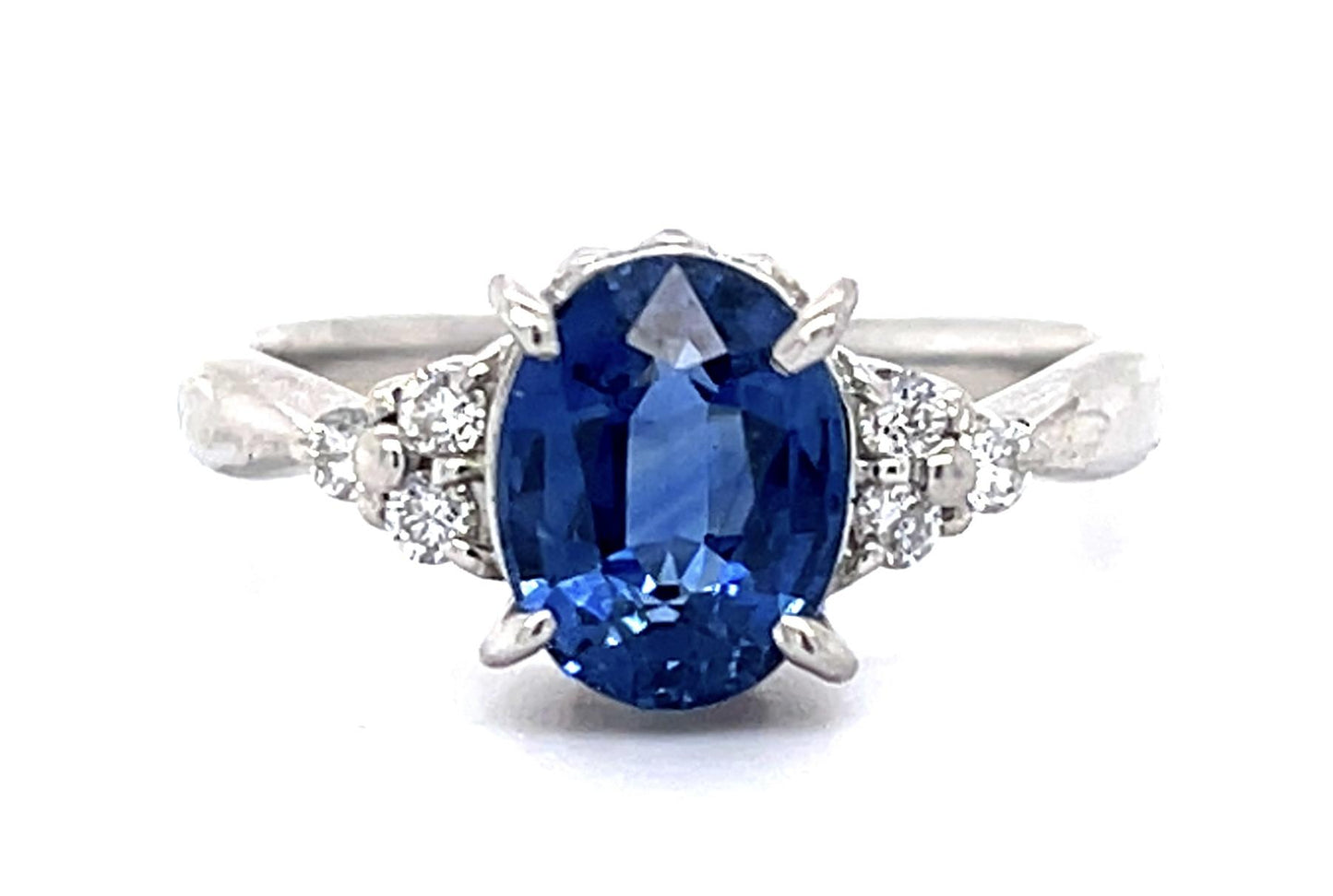 2.22ct Sapphire .16ct Diamond Platinum Ring