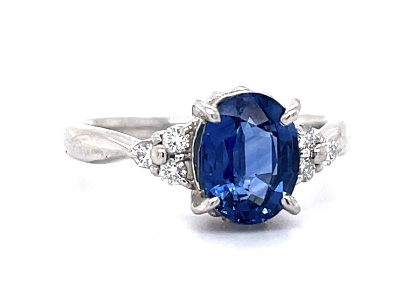 2.22ct Sapphire .16ct Diamond Platinum Ring