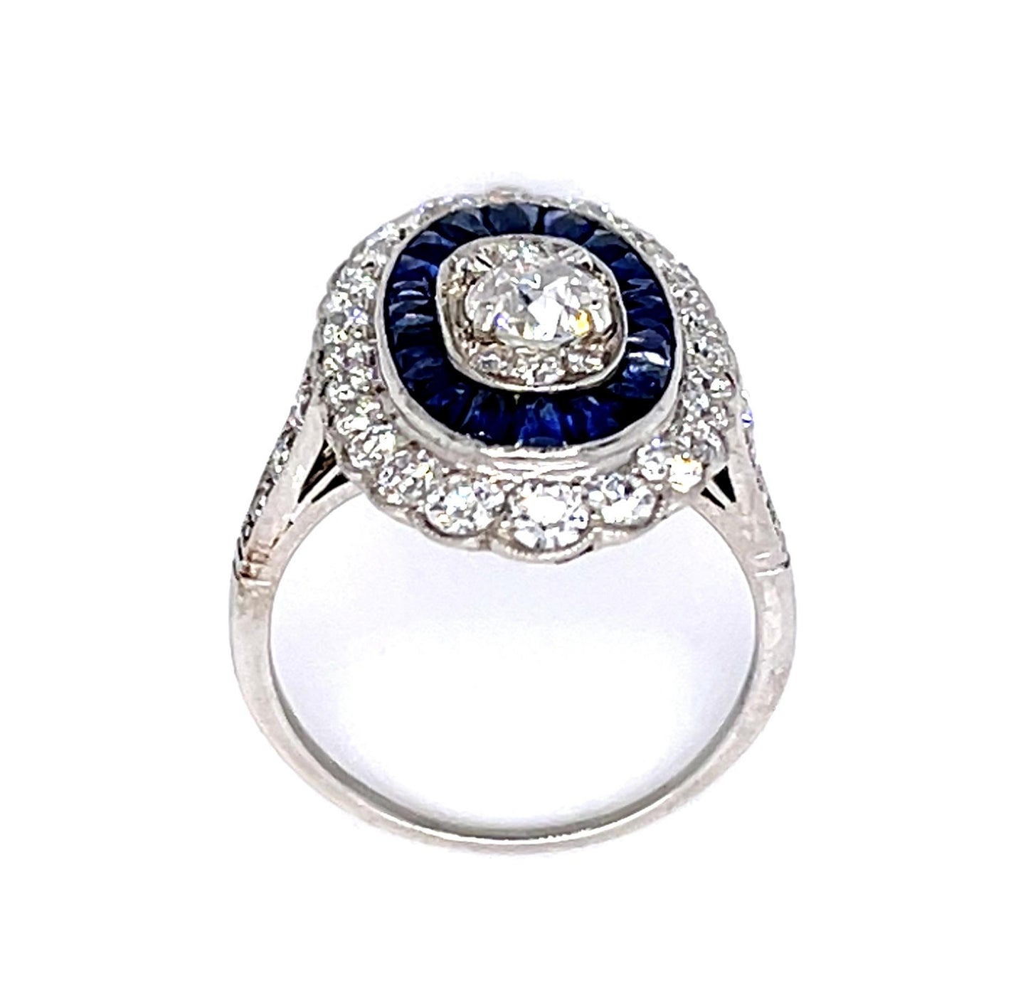 .51ct H VS1 (No Cert) Old Euro Dia 2.50ct Sapphire Platinum Ring 1.40ct SD