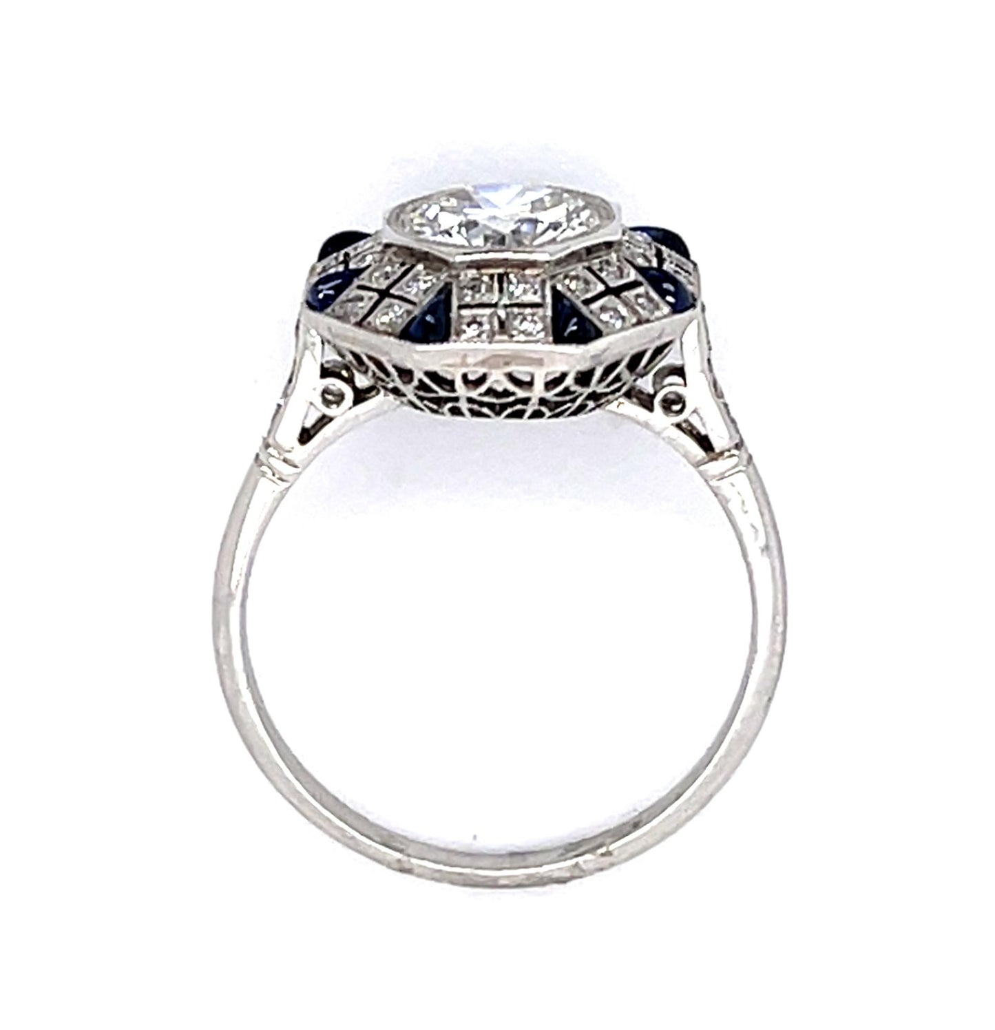 Platinum Handmade Ring 1.18ct I SI1 Diamond | Sapphires .45 carats | .38ct SD