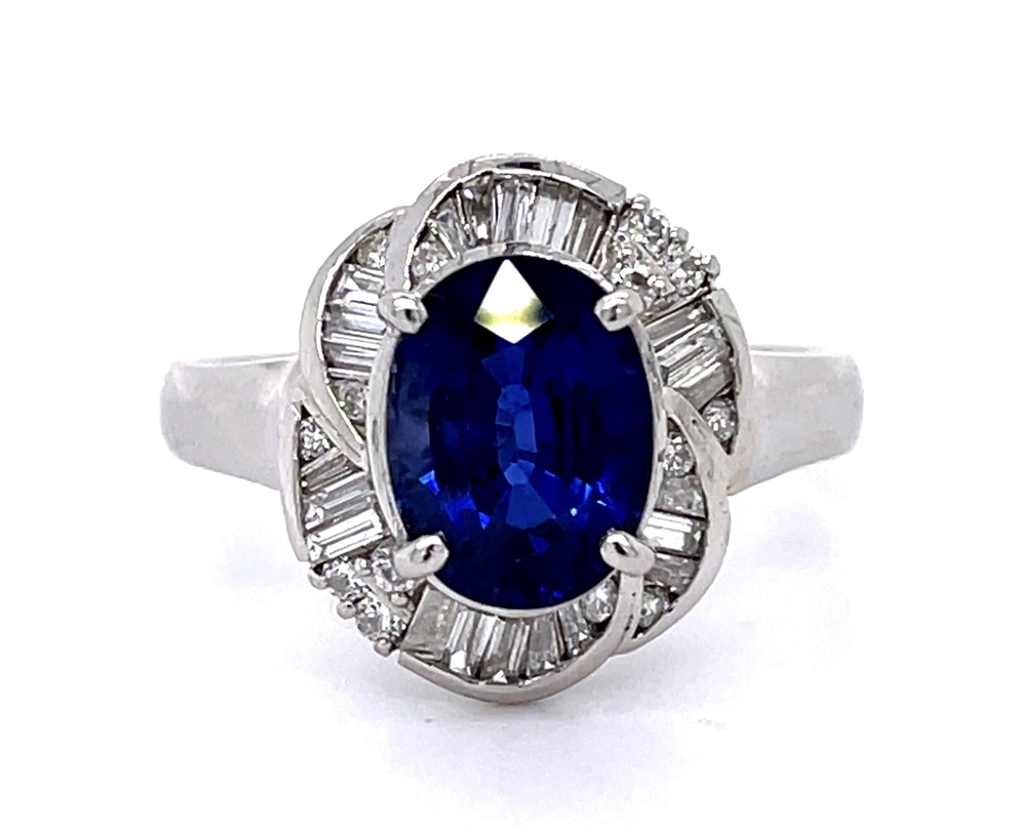 3.40ct Heated Madagascar Sapphire .60ct Diamond Platinum Ring