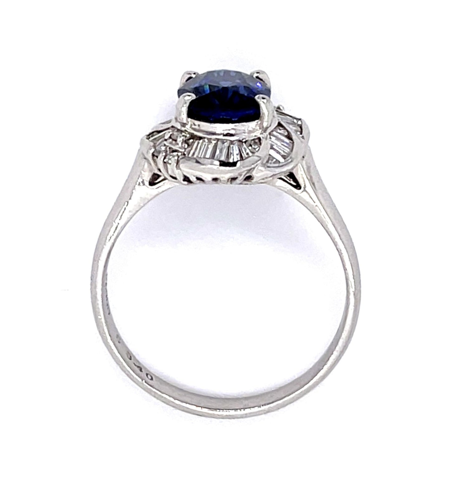 3.40ct Heated Madagascar Sapphire .60ct Diamond Platinum Ring