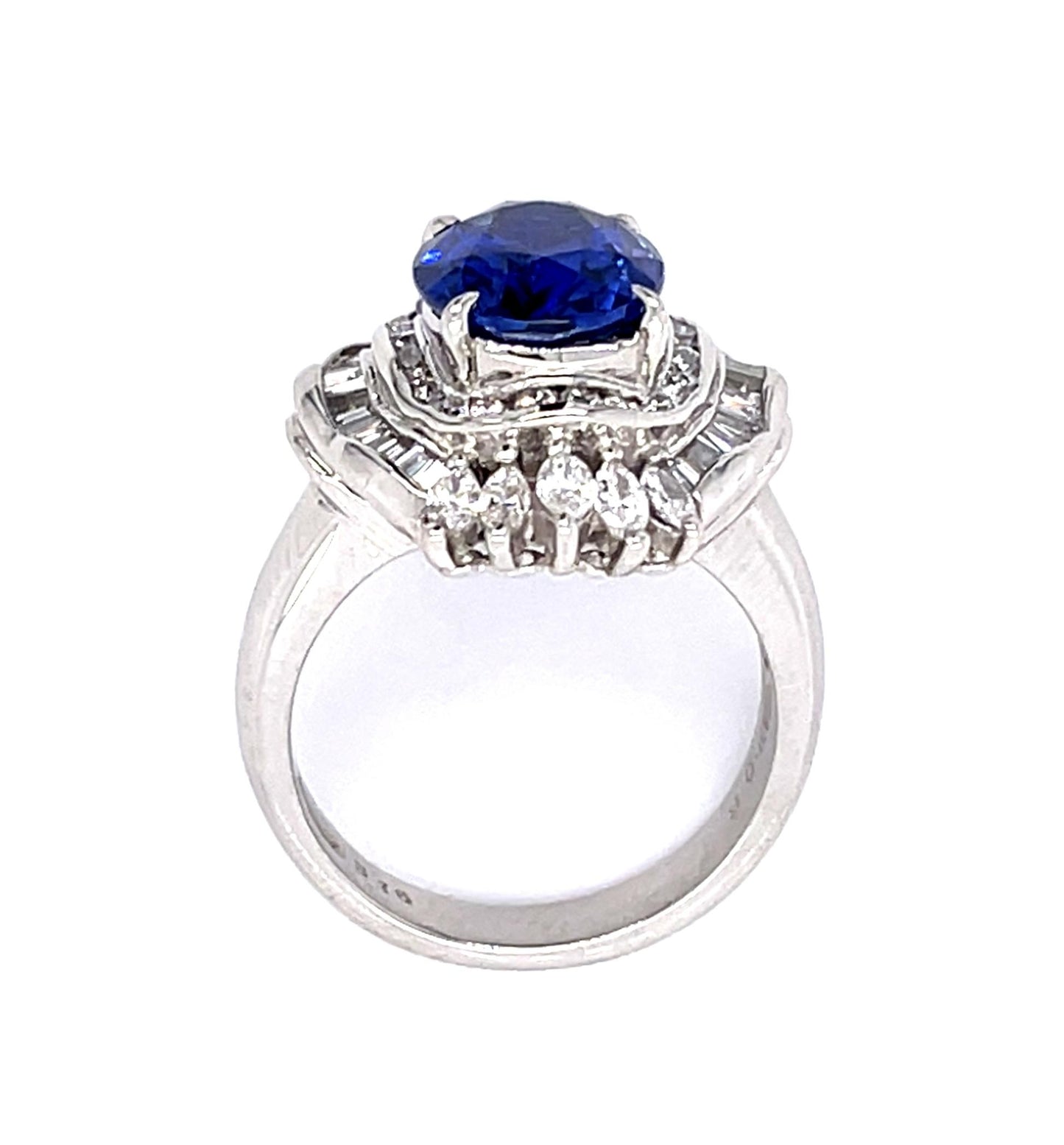3.16ct Heated Sri Lanka Ceylon Sapphire 1.06ct Diamond Platinum Ring