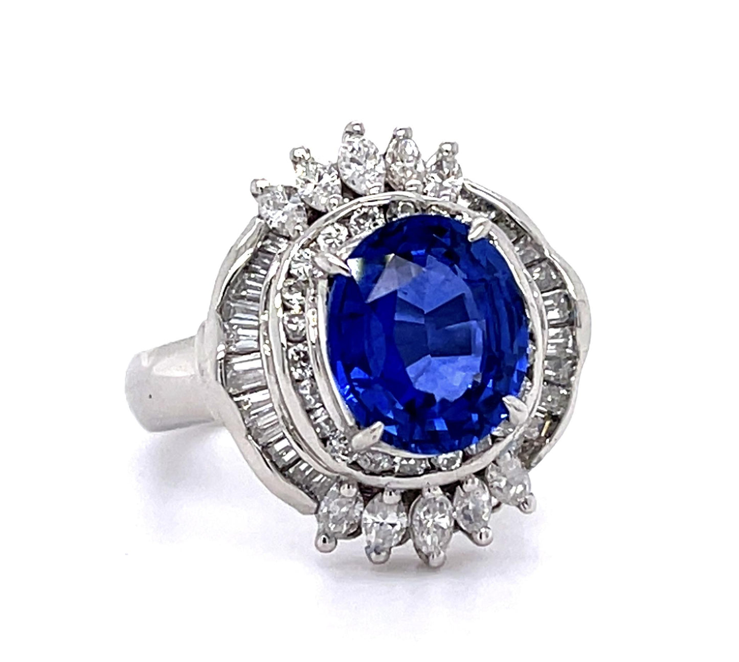 3.16ct Heated Sri Lanka Ceylon Sapphire 1.06ct Diamond Platinum Ring