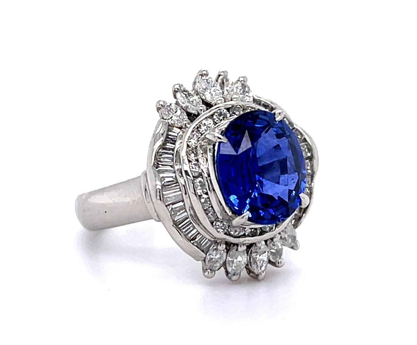 3.16ct Heated Sri Lanka Ceylon Sapphire 1.06ct Diamond Platinum Ring