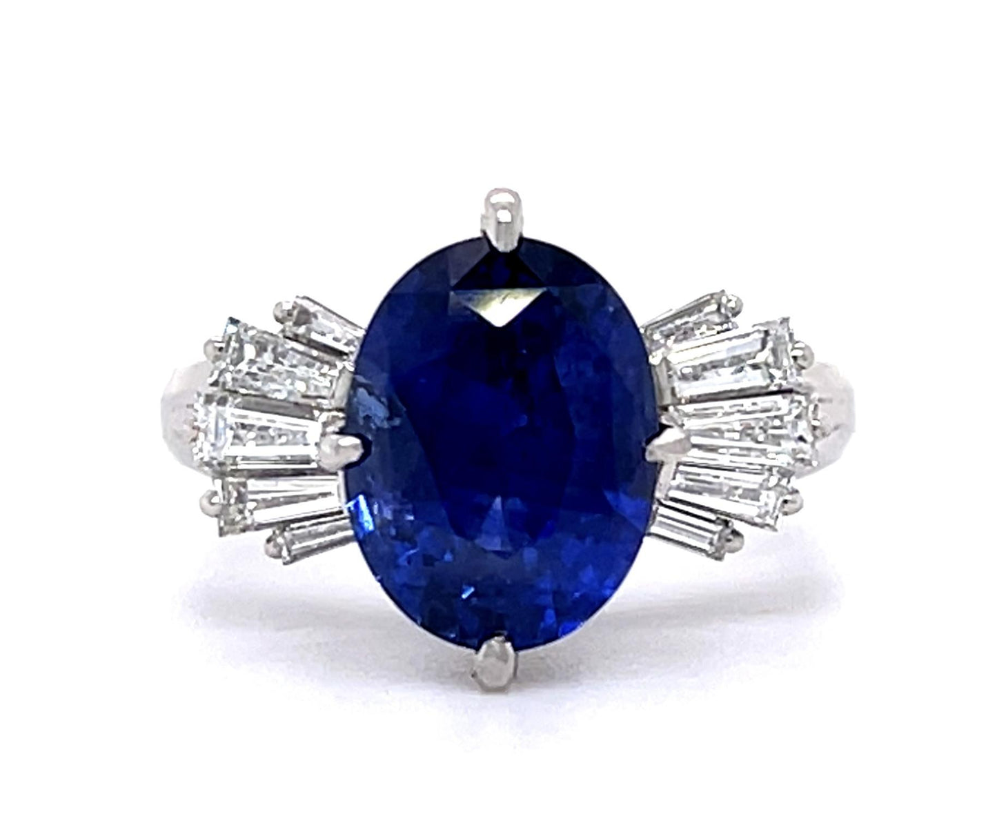 4.81ct Sri Lanka Ceylon Heated Sapphire .60ct Diamond Platinum Ring